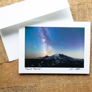 Milky Way and Mount Rainier - 5x7 Folding Note Card