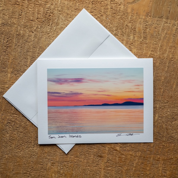 San Juan Islands Sunset - 5x7 Folding Note Card - Fine Art Photography