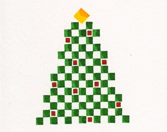 Geometric art Christmas card | Modern art Xmas tree | Secular festive design print
