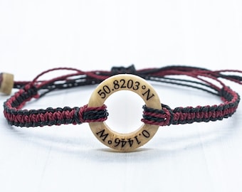 Tornozeleira com coordenadas personalizadas, joias de praia masculinas