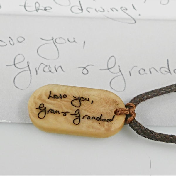 Engraved Handwriting Necklace, Handwriting Jewelry, Memorial Jewelry, Mens Necklace