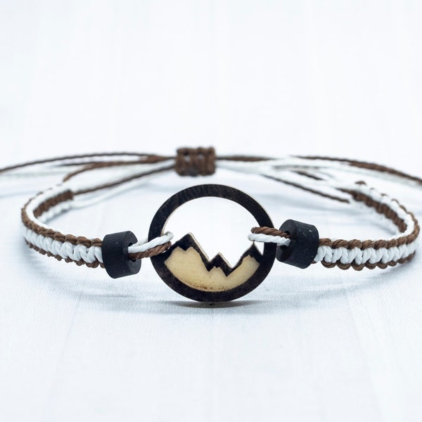 Personalized Mountain Bracelet, Mens Bracelet, Travel gift, Mountain Jewelry