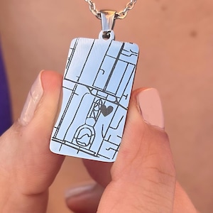 Aangepaste kaartketting, unieke coördinaatketting, waar het allemaal begon Bijpassende ketting voor koppels, aangepaste kaartcadeau, cadeau vriend of echtgenoot