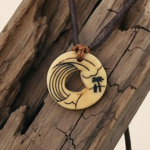 Personalized Surfer Necklace, Mens Surf Jewelry, Boho Ocean Rope Pendant