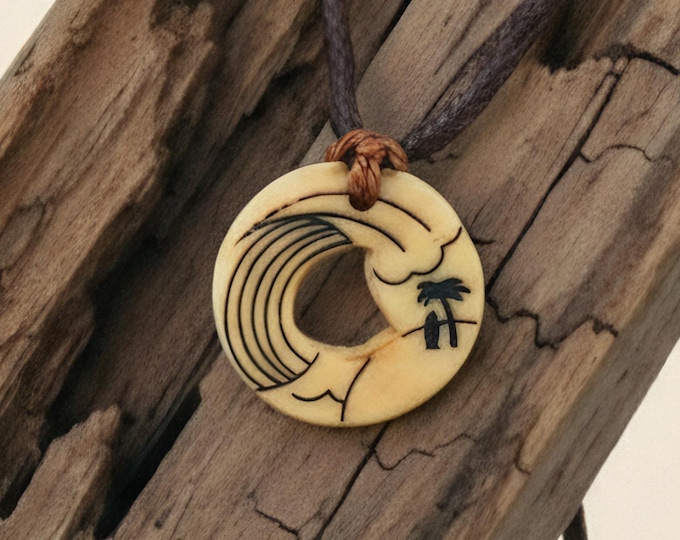 Personalized Surfer Necklace, Mens Surf Jewelry, Boho Ocean Rope Pendant
