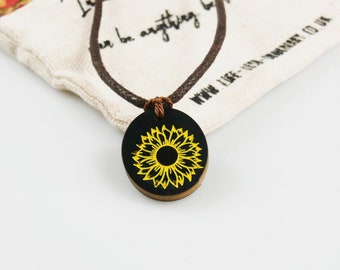 Sunflower Necklace, Personalised Sunflower Jewelry, Hippie Necklace