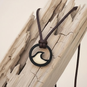 Personalized Wave Rope Necklace, Mens Surfer Pendant, Waterproof Surf Jewelry