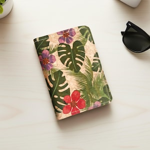 Tropical Double Passport Holder, Personalized Travel Wallet, Engraved Passport Cover & Gifts for Women