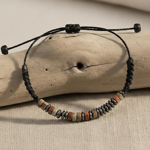 Indiase agaat gepersonaliseerde morsecodearmband, kracht- en kalmerende herensieraden