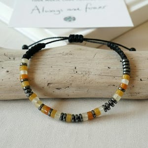 Personalized Citrine Morse Code Bracelet, November Birthstone Gift, Motivation Crystal Jewelry