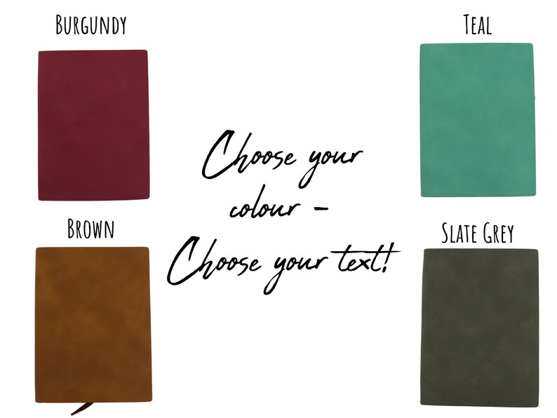 Image showing four colours available to choose. Teal, Burgundy, Brown, or Slate Grey.