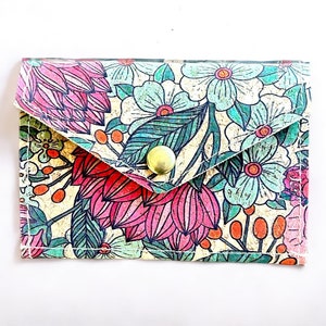 Carteira Mini Floral de Cortiça Fofa, Carteira Porta-Cartões Vegano com Flores, Carteira Pequena Kawaii Acordeão Peculiar, Bolsa Boho, presente para o dia das mães