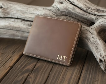 Personalized Vegan Wallet, Engraved Mens Bifold Slim Wallet