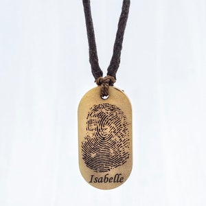Fingerprint Necklace, Memorial Fingerprint Jewelry, Mom Gift, Waterproof Sentimental Necklace, Mens Dog tag Necklace