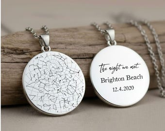 Collar con mapa estelar por fecha, joyería de constelaciones personalizada, colgante astrológico "Dónde nos conocimos"