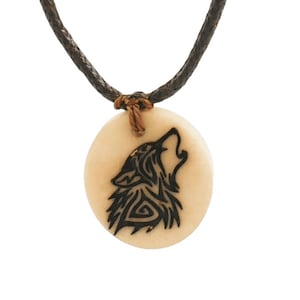 Personalized Howling Wolf Necklace, Mens Necklace Wolf Pendant, Wolf Jewelry, Boyfriend Gift, Cotton Anniversary Gift, Celtic Wolf