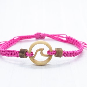 Surfer Bracelet, Beach Jewelry, Summer Bracelet, Nautical Bracelet Pink