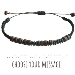 Morsecode herenarmband, aangepaste waterdichte bijpassende paren armband, cadeau voor hem, uniek 5e huwelijksverjaardag, Vaderdagcadeau
