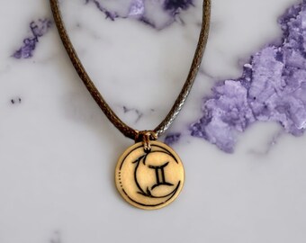 Gemini Necklace, Personalised Zodiac Jewelry, Star Sign Zodiac Necklace, Horoscope Necklace, Astrology Necklace, Crescent Moon Necklace