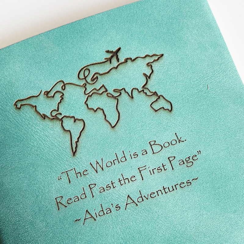 Custom Travel Journal, Personalised Adventure Journal, Vegan Gift, 1st Anniversary Gift, Bucket List Journal, World Traveler Travel Gift