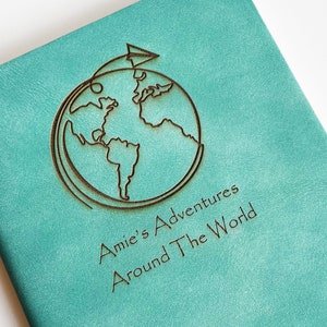 Custom Travel Journal, 1st Anniversary Gift, Engraved Bucket List Journal, Letterbox Travel Gift, Personalised Adventure Journal, Vegan Gift