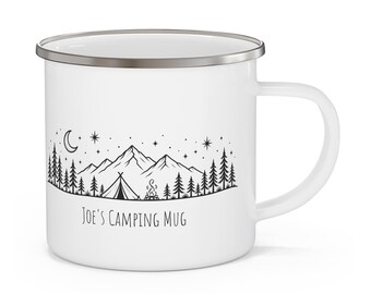 Personalized Camping Mug, Custom Enamel Campervan Mug, Camping Accessories