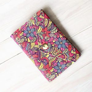 Cute Cork Mini Floral Wallet, Vegan Flower Card Holder Wallet, Small Kawaii Accordion Quirky Wallet, Boho Purse, mothers day gift