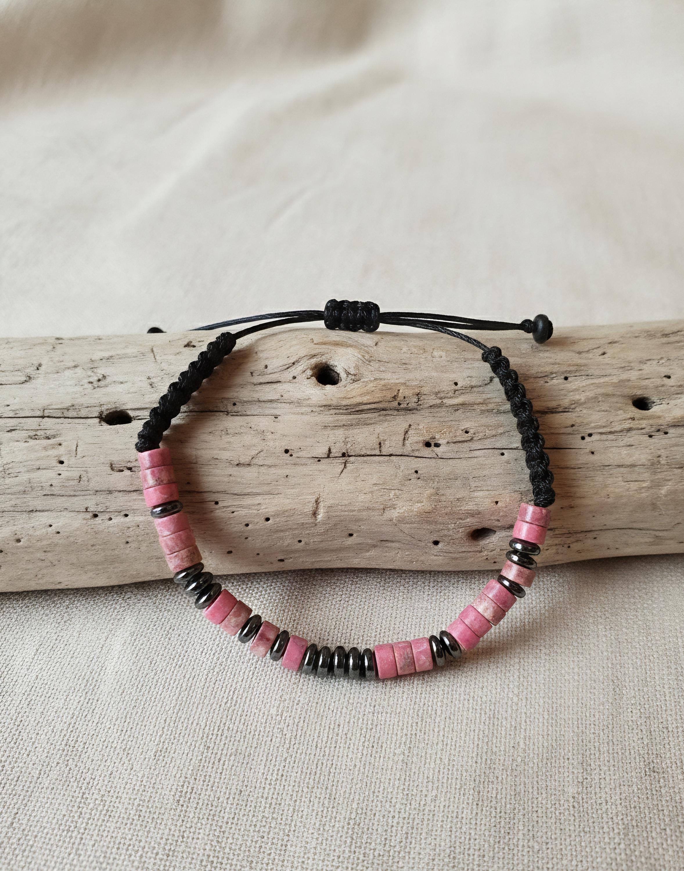 Pink Jade Morse Code Bracelet, Personalized Friendship Bracelet