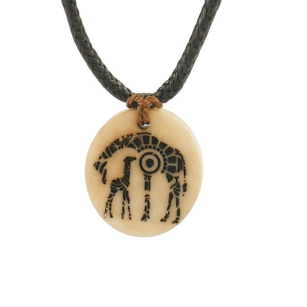 Personalized Giraffe Necklace,  Vegan necklace, Tagua Nut Necklace, Giraffe Pendant