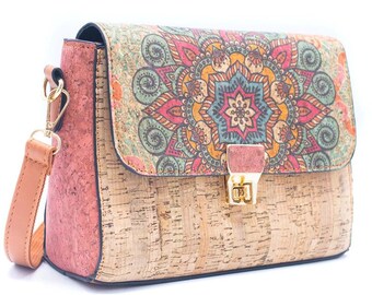 Boho Crossbody Bag, Cork Bag, Vegan Handbag, Hippie Shoulder Bag