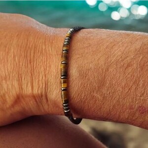 Black Onyx or Tigers Eye Morse Code Bracelet, Mens Friendship Bracelet for Strength & Grounding image 4