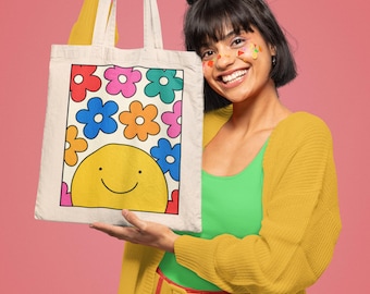 Cute Colorful Tote Bag, Dopamine Dressing, Cool Travel, Book or Grocery Tote