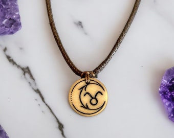 Taurus Necklace, Personalised Star Sign Necklace, Zodiac Necklace, Celestial Horoscope Jewelry, Moon Necklace