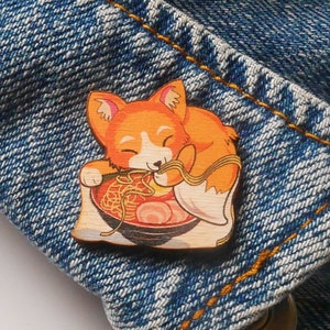 Fox Pin, Ramen Pin, Kawaii Fox Pin, Fox brooch, Stocking Filler