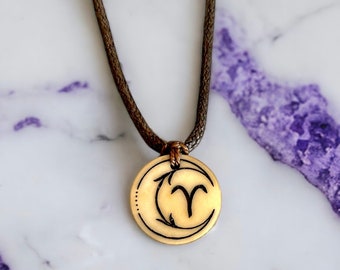 Aries Necklace, Personalized Zodiac Moon Necklace, Horoscope Constellation Necklace, Celestial Jewelry, Star Sign Jewelry