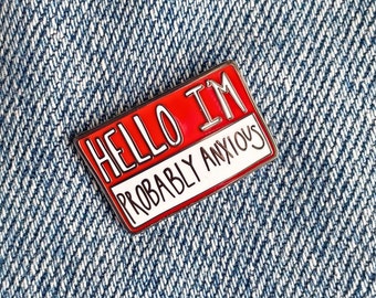 Pin de esmalte duro divertido para concienciar sobre la ansiedad: Regalo para la salud mental de las personas introvertidas