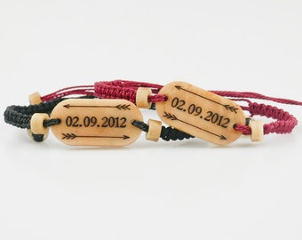 Date Bracelet Set, Couples Bracelet, Matching Bracelets, His and Hers