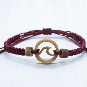 Surfer Bracelet, Beach Jewelry, Summer Bracelet, Nautical Bracelet Burgundy