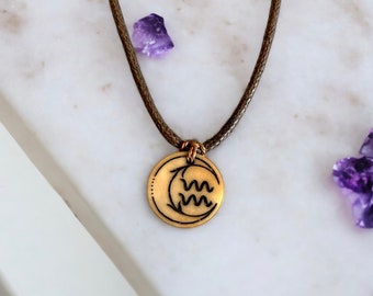 Aquarius Necklace, Personalized Moon Star Sign Necklace, Horoscope Jewlery, Constellation Necklace, Zodiac Necklace, Celestial Jewelry