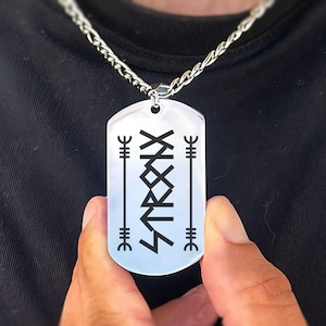 Personalized Mens Viking Runes Dog Tag Necklace, Custom Masculine Alt Jewelry, Cool Norse Dogtag, Mens Nordic Jewelry, Boyfriend Gift