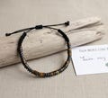 Tiger's Eye Morse Code Bracelet, Cotton Anniversary Gift, Mens Friendship Bracelet for Strength & Grounding