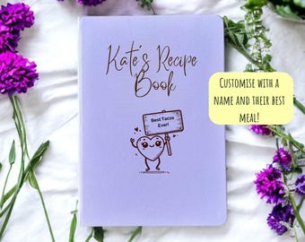 Personalized Recipe Book, Custom Hardcover Cooking Journal for Foodies