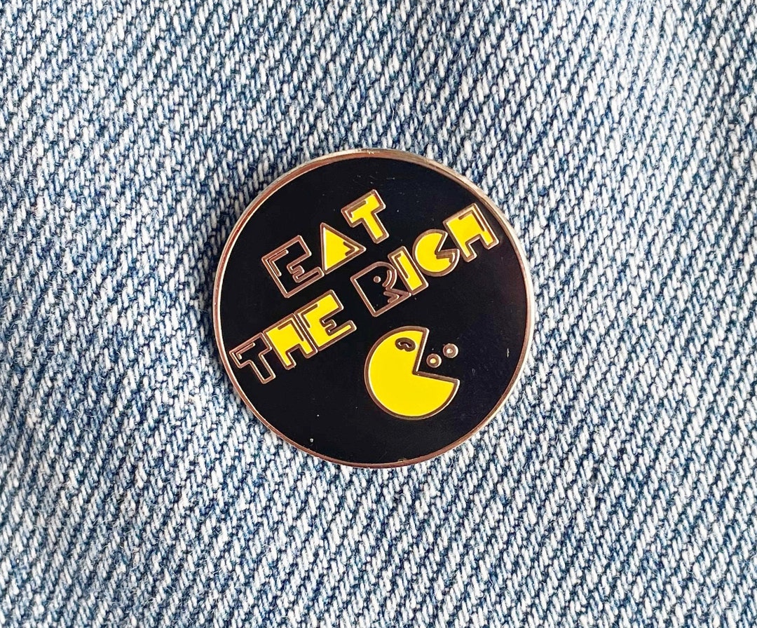Eat the Rich Enamel Pin: Pac-man Inspired Socialist Lapel Pin - Etsy