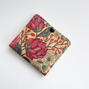 Carteira Floral Mini para Mulheres, Carteira Pequena de Flores, Carteira de Cortiça, Carteira Personalizada, Carteira de Cartão de Crédito, Carteira de Identidade, Porta-Cartões Feminino