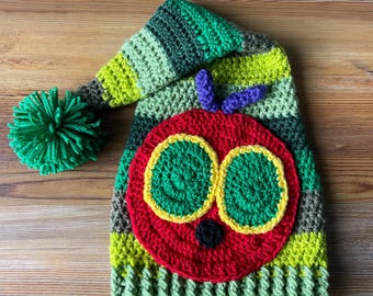 Gorro de elfo de oruga navideña
