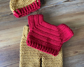 Traje de Winnie the Pooh de crochet hecho a mano: accesorio para fotos de recién nacidos