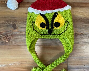 Handmade Crochet Grinch Christmas Beanie
