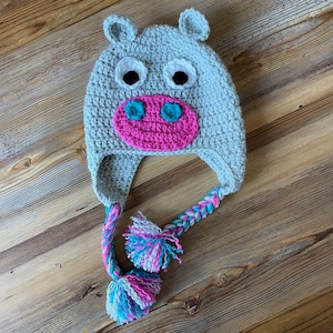 Handmade Crochet Hippo Beanie - Toddler Size