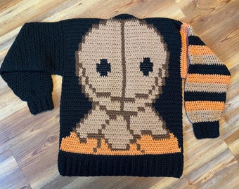 cárdigan de Halloween hecho a mano