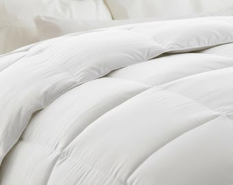 Edredón de plumón de ganso / Calidad de hotel, 100 % algodón, fabricado en EE. UU.